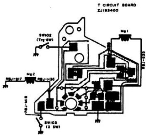 T CIRCUIT BOARD ZJ193400 SW102 (Trg-SW) Mg 1 RBJ-835 Mg 2 RBJ-H36 RBJ-M15 SW103 (X SW)