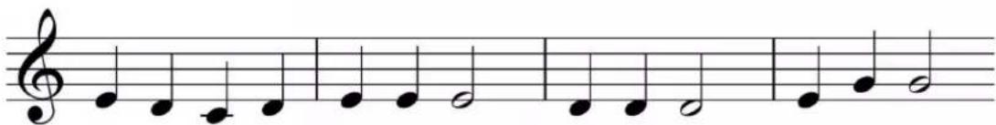 Musical notation staff with treble clef and notes on a staff
