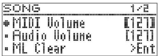 SONS 1/2 • MIDI Volume [127] • Audio Volume [127] • ML Clear >Ent