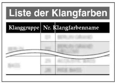 Liste der Klangfarben Klanggruppe Nr. Klangfarbenname Berlin Paris BASF 29 28 BERLIN GARDEN BERLIN GARDEN BASIL MUSCHEN BAGG MUSCHEN BAGG