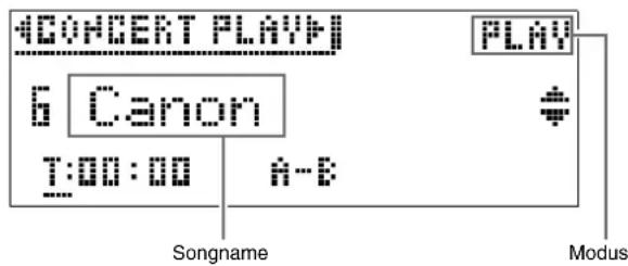 40CONCERT PLAY#I 6 Canon 1:00:00 A-B PLAY Songname Modus