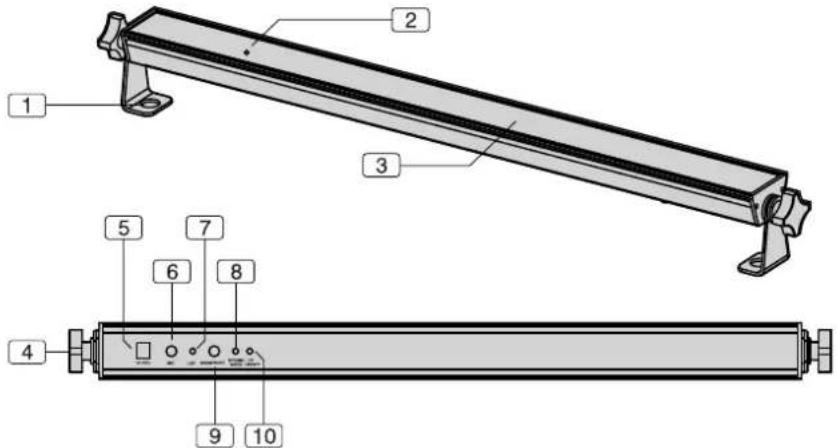 Technical diagram of a mechanical assembly with numbered components and labeled parts