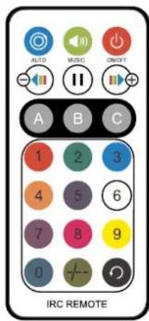 AUTO MUSIC CNCFT A B C 1 2 3 4 5 6 7 8 9 0 IRC REMOTE