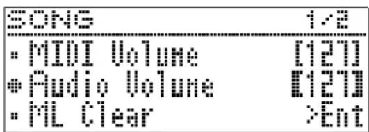 SONS 1/2 • MIDI Volume [127] • Audio Volume [127] • ML Clear >Ent