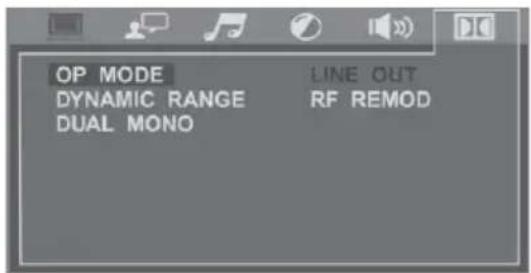 OP MODE DYNAMIC RANGE DUAL MONO LINE OUT RF REMOD