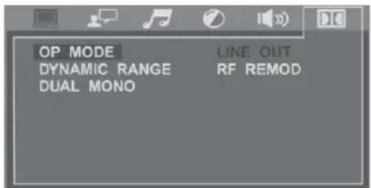 OP MODE DYNAMIC RANGE DUAL MONO LINE OUT RF REMOD