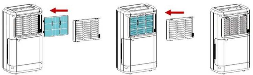 Diagram showing four different air purifiers with labeled components and directional arrows indicating process flow.