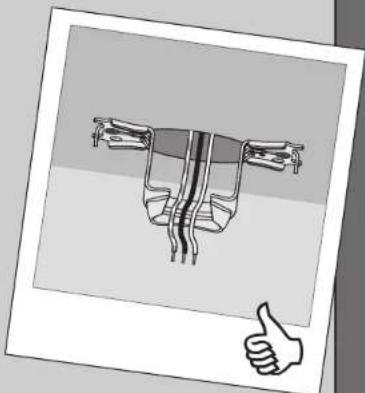 Diagram of a mechanical component with a thumbs-up gesture, no visible text or symbols
