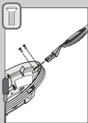 Technical illustration of a screwdriver tool interacting with a car body panel (no text or symbols present)