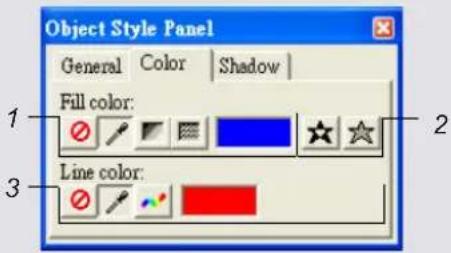 Object Style Panel General Color Shadow Fill color: Line color: