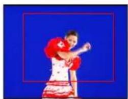 Athlete in red and white uniform performing a high kick against a solid blue background (no text or symbols visible)