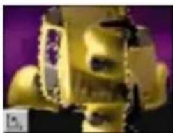 Golden abstract sculpture with purple background (no text or symbols)