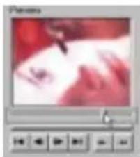 Screenshot of a software interface showing a red-lit image with a pen, likely from an older application or video editing tool.