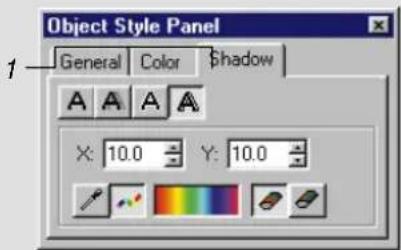 Object Style Panel General Color Shadow A A A A X: 10.0 Y: 10.0
