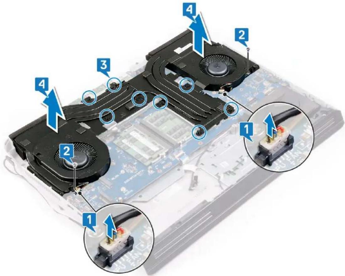Labeled diagram of a computer motherboard showing numbered components and connectors, likely illustrating hardware or electronics assembly.