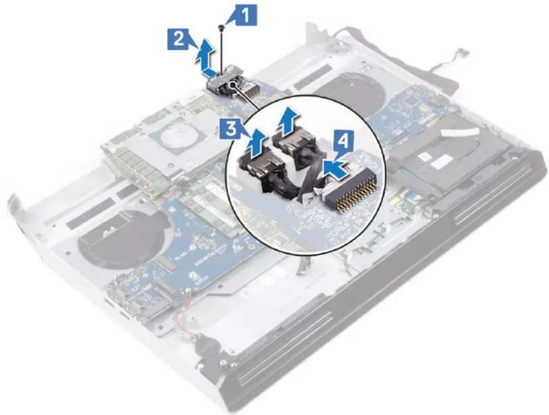 Laptop screen with numbered annotations pointing to internal components, highlighting a highlighted section labeled 3 and 4.