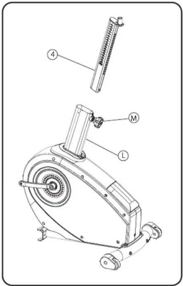 Technical diagram of a stationary exercise machine with labeled parts including motor, gear, and wheel assembly