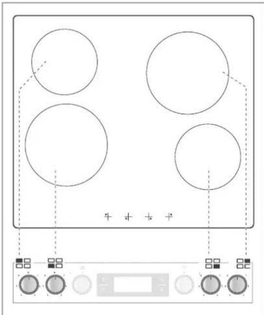 Hanseatic MC-HF605AG2 - Cooking zones and dials - 1