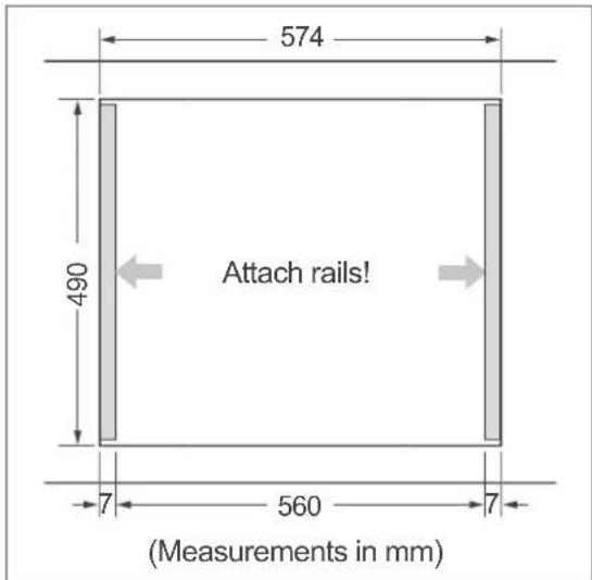 574 490 Attach rails! 7 560 7 (Measurements in mm)