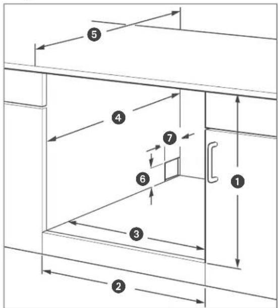 Technical diagram showing numbered components of a cabinet or enclosure with directional arrows indicating movement or flow.