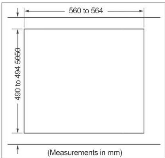 560 to 564 490 to 494 5050 (Measurements in mm)