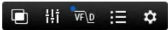 Screenshot of a software toolbar with icons for image processing, VFD, menu, and gear