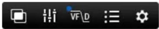 Screenshot of a software toolbar with icons for image editing, VFD, and menu options