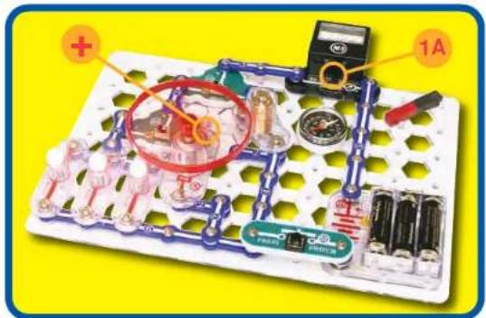 Labeled diagram of a battery circuit board with components like batteries, switches, and a 1A meter