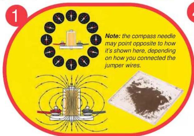 1 Note: the compass needle may point opposite to how it's shown here, depending on how you connected the jumper wires.