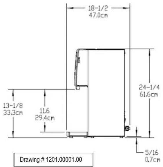 18-1/2 47.0cm 13-1/8 33.3cm 11.6 29.4cm 24-1/4 61.6cm 5/16 0.7cm Drawing # 1201.00001.00