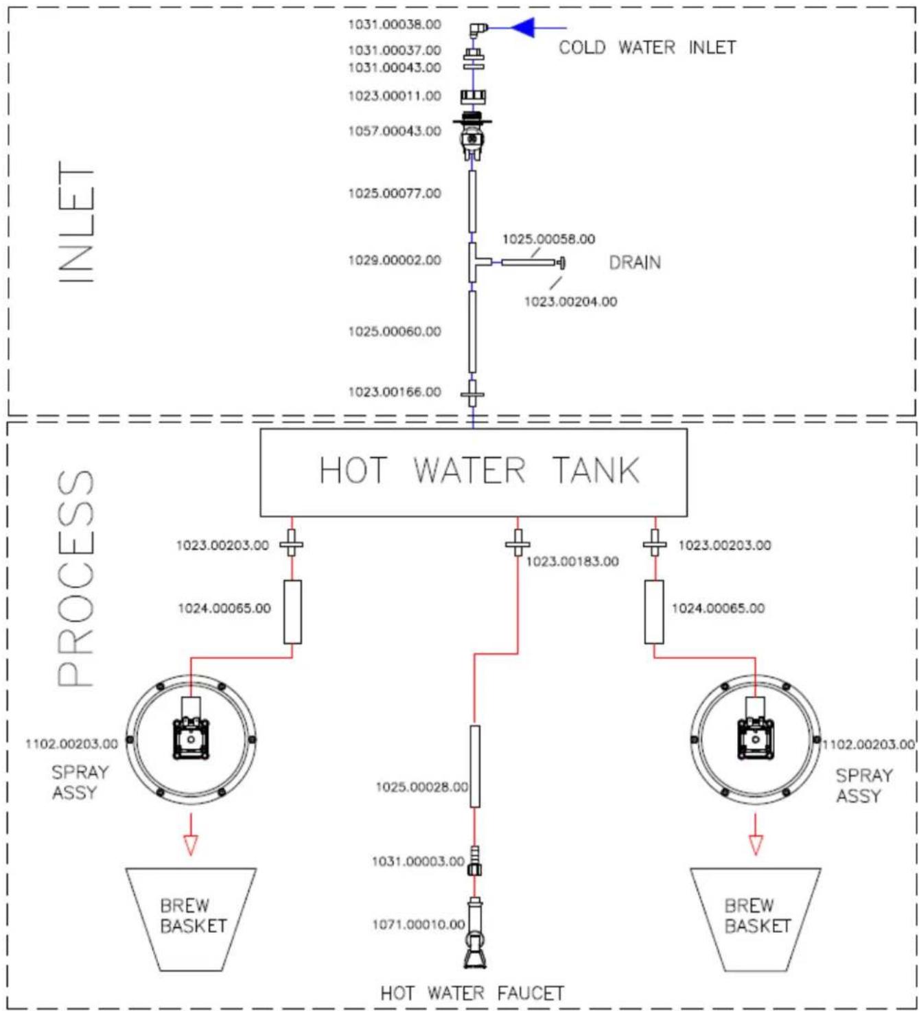 Fetco CBS-2131XTS - WATER HANDELING LAYOUT - 1