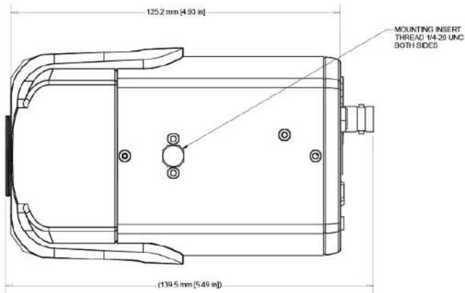 125.2 mm [4.93 in] MOUNTING INSERT THREAD 14-20 UNC BOTH SIDES (130.5 mm [5.49 in]) (130.5 mm [5.49 in])