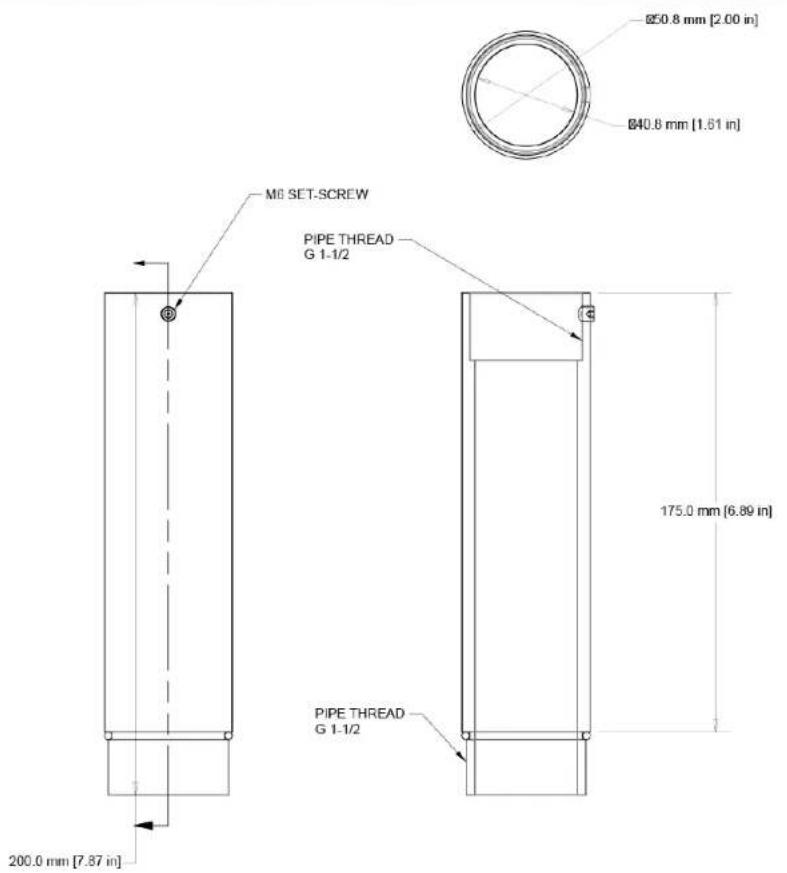 M6 SET-SCREW PIPE THREAD G 1-1/2 200.0 mm [7.87 in] 175.0 mm [6.89 in] Ø50.8 mm [2.00 in] Ø40.8 mm [1.61 in]