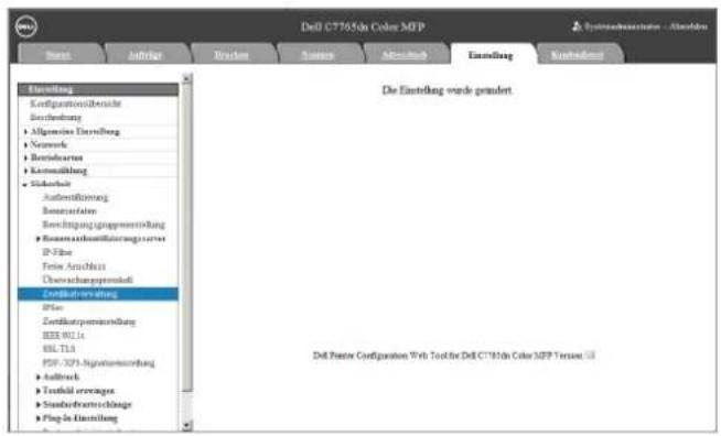 De Einstellung wurde geändert Dell Fourier Configuration Web Tool for Dell C7765th Color MOP Tension: 01