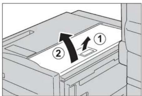 Diagram showing a device with numbered arrows indicating directional movement or process, labeled 1 and 2.