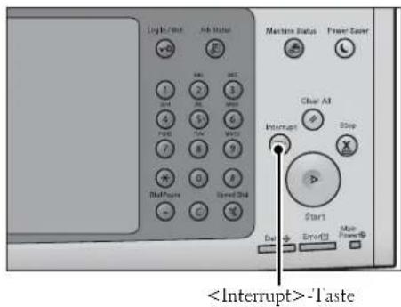 Log In/Out Job Status Machines Status Power Save Clear All Interrupt Stop Start Del Error(1) Main Power(2) -Taste