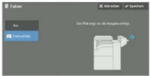 Falzen Abbrechen ✓ Speichern Aus Fiatrachtalz Der Pflt zeigt, wo die Ausgabe erfolgt