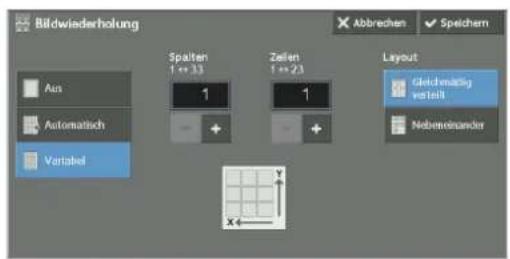 Bildwiederholung Abbrechen ✓ Speichem Ain Automatisch Vertabel Spalten 1 + 33 Zellen 1 + 23 Layout Gleichmäßig versteil Nebereinsander