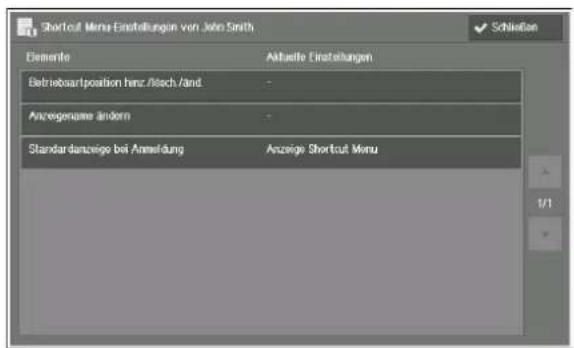Shortcut Menu Einstellungen von John Smith Schnellen Elemente Anzeige Einstellungen Betriebsartposition hanz /tech./and Anzegensare andersen Standardanzeige bei Anwendung Anzeige Shortcut Menu 1/1
