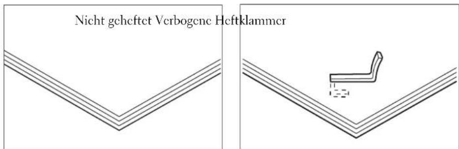 Nicht gehofftet Verbogene Heftklammer