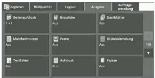 Kopieren Bödqualität Layout Ausgabe Auftrags- erstellung Seitenaufdruck 1 + 1 Broshüre Aus Deckblätter Aus Mehrflachnurzen Aus Pester Aus Bildwiederholung Aus Textfelder Aus Aufdruck Aus Falzen Aus