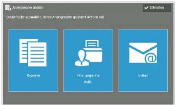 Anzeignans e ändern Schaltfläche auswählen, deren Anzeignans geändert werden soll. Koparen Priv. gesperte Auftr E-Mail