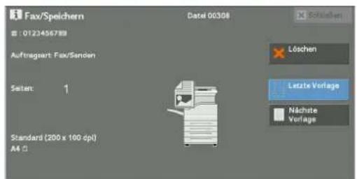 Fax/Speichern Date: 00308 10723456789 Auftragsart: Fax/Sarden Seiten: 1 Standard (200 x 100 dpi) A4
