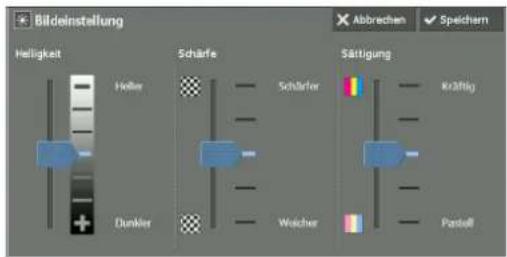 Bildeinstellung Helligkeit Höller Schärfe Schäferer Sättigung Kräftig Dunkler Weicher Pastell