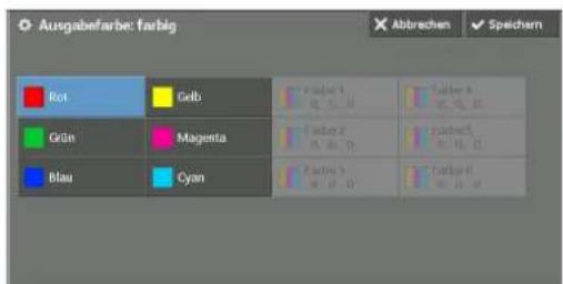 Ausgabefarbe: farbig Abbrachen ✓ Speichern Rot Gelb Grün Magenta Blau Cyan