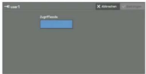 user1 Abbrechen Beckinger Zugriffisode