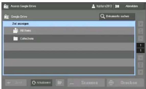 Access Google Drive Google Drive Dokumente suchen Ziel anzeigen All Items Collections