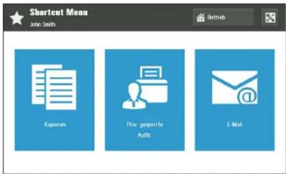 Shortcut Menu John Smith Betrieb Kopieren Priv. gosperte Auftr E-Mail