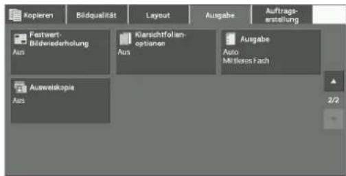 Kopieren Bödqualität Layout Ausgabe Auftrags- erstellung Festwert: Bödwiederholung Aus Kurschtfollen- optionen Aus Ausgabe Auto Mitgliere Fach Ausweiskopie Aus 2/2