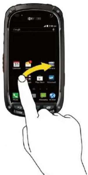 Hand-drawn illustration of a hand interacting with a smartphone displaying app icons and a yellow arrow indicating navigation.